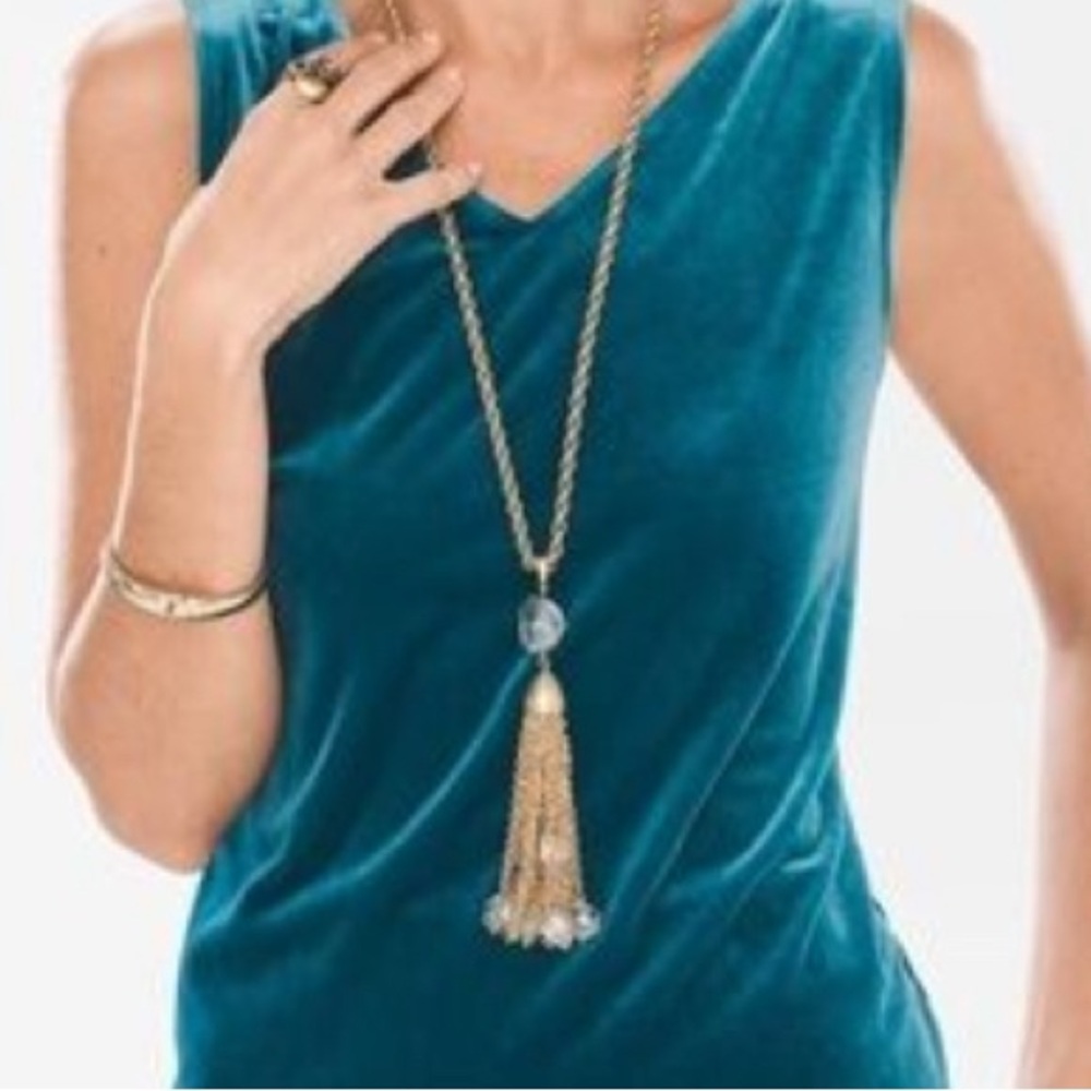 Chicos NWT Travelers Velvet Turquoise tank top size 3 (size XXL)